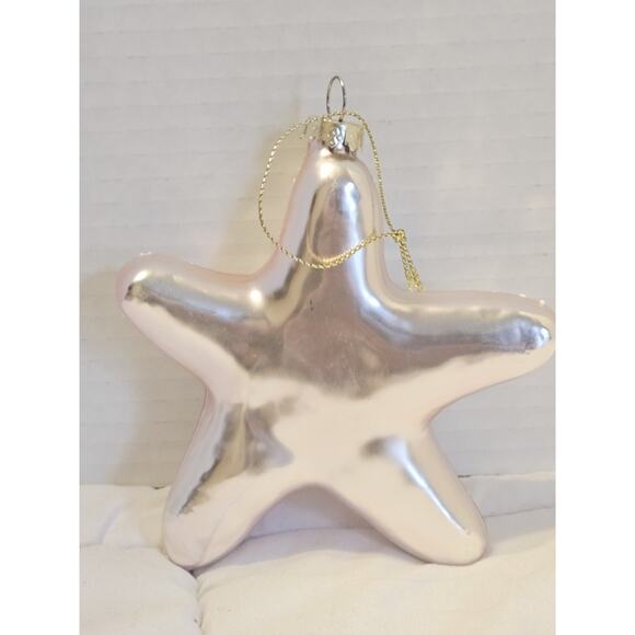 Vtg Holiday Time Glass Glitter Starfish 5" Christmas Ornament - Picture 4 of 4